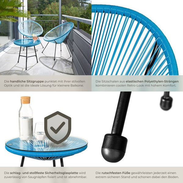 2 Gartenstühle Santana mit Tisch blau