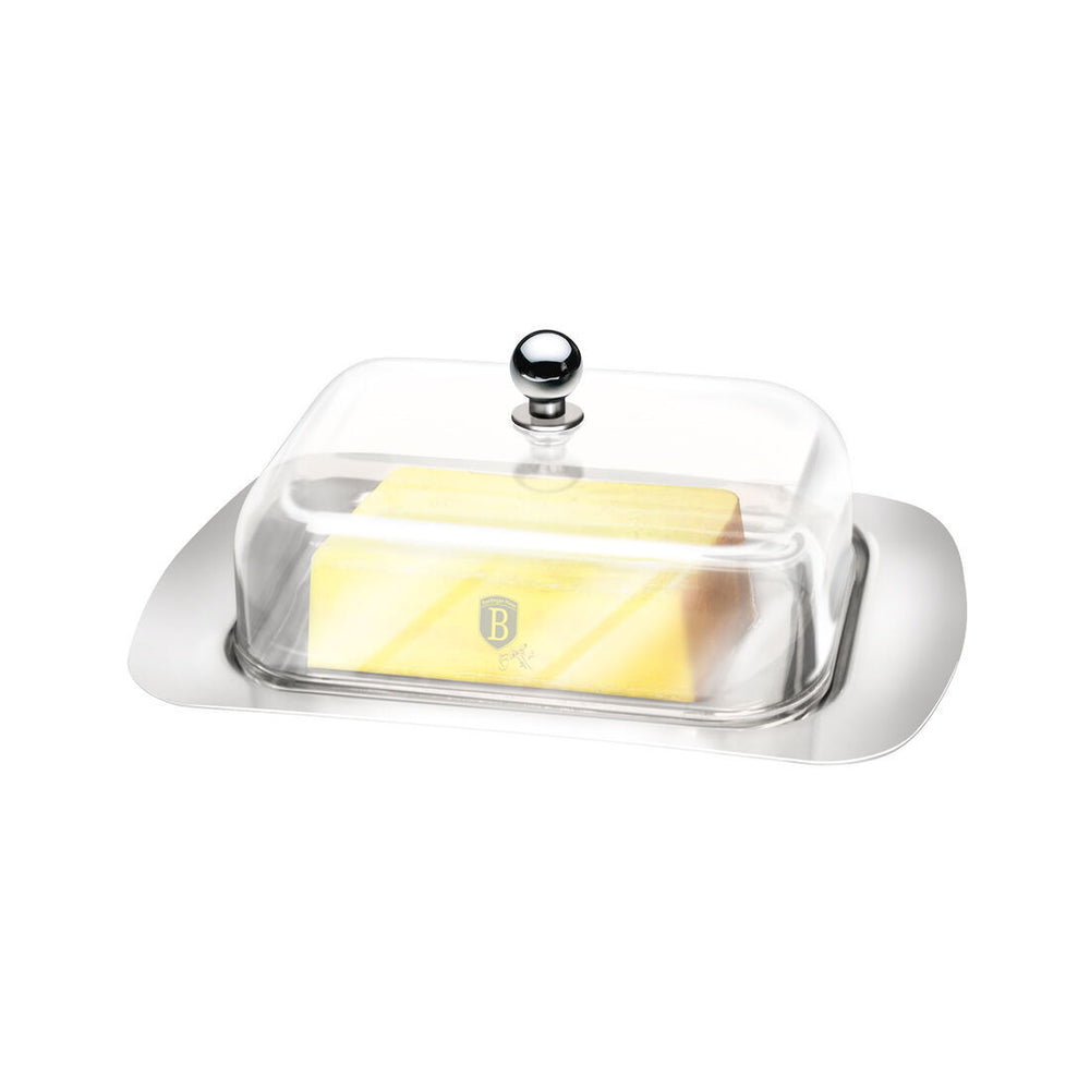 Berlinger Haus butter dish with acrylic lid, Black Silver Collection