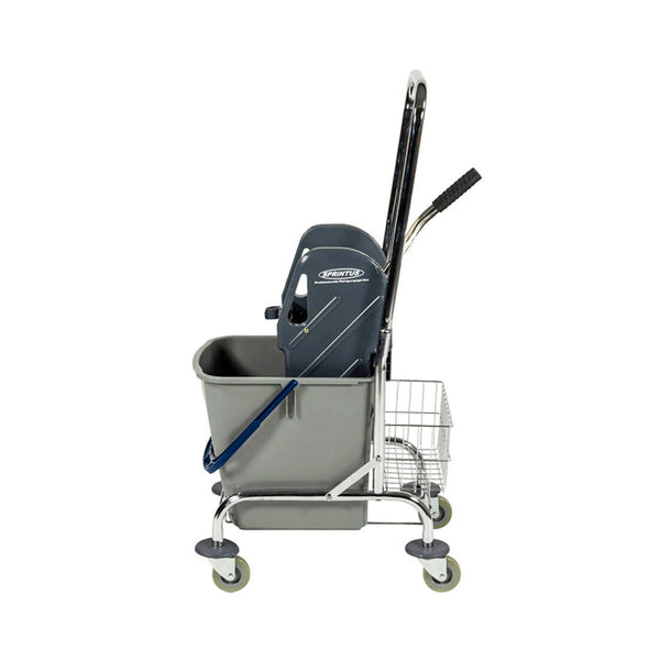 SPRiNTUS wet mop trolley with push handle and storage basket 27 L