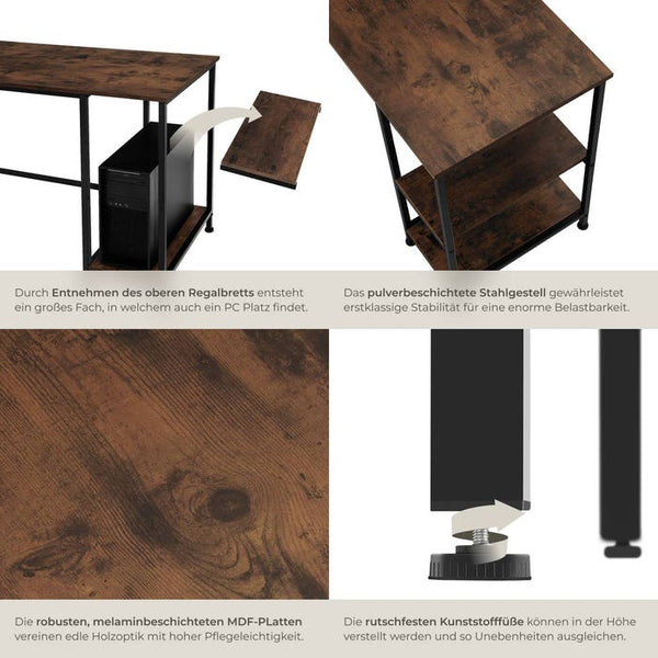 Schreibtisch Hamilton Industrial Holz dunkel, rustikal