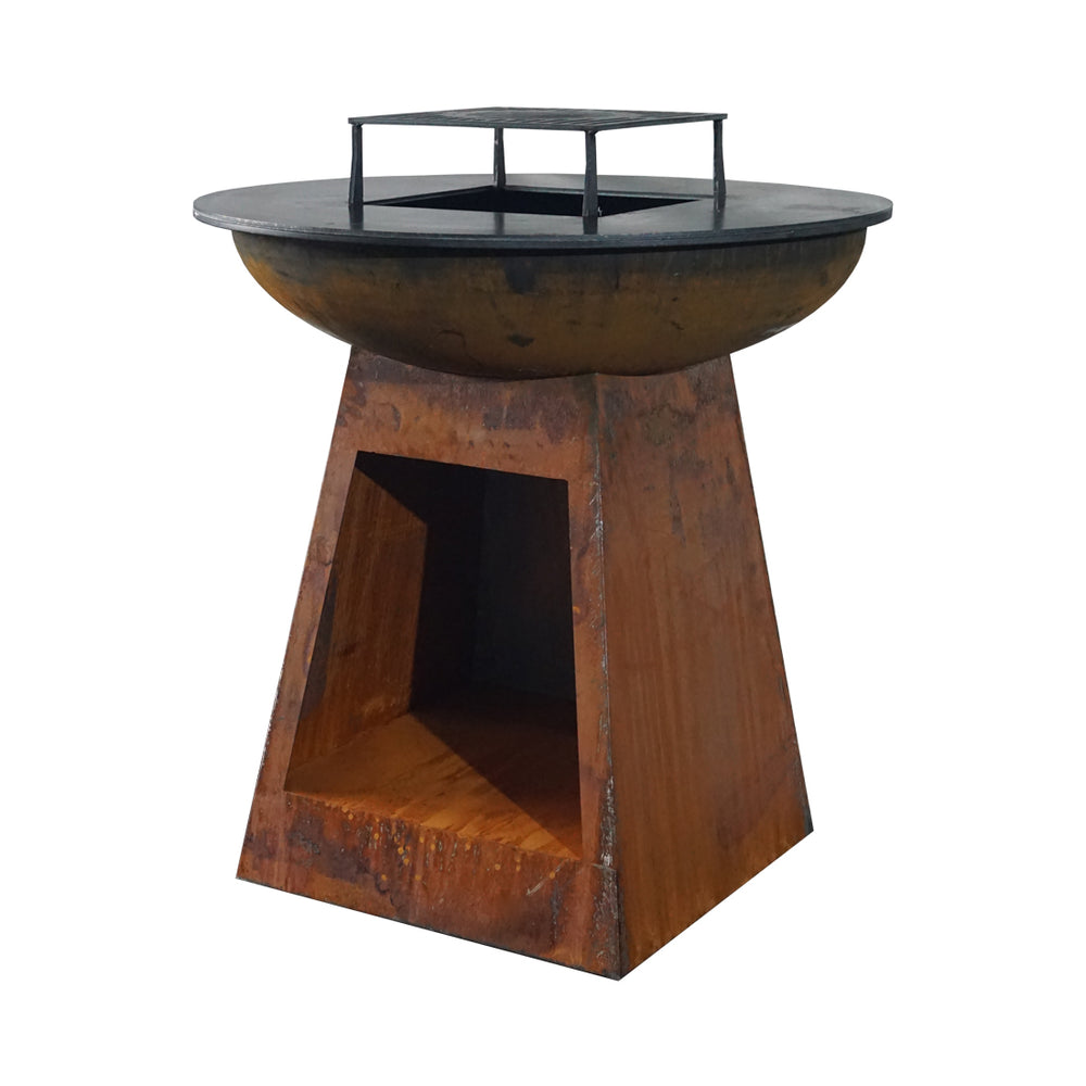 Braciere Mr. Grill con scomparto per la legna e anello per griglia Rusty