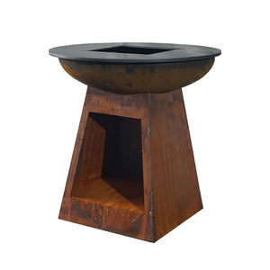 Mr.Grill Feuerschale mit Holzfach & Grillring Rusty