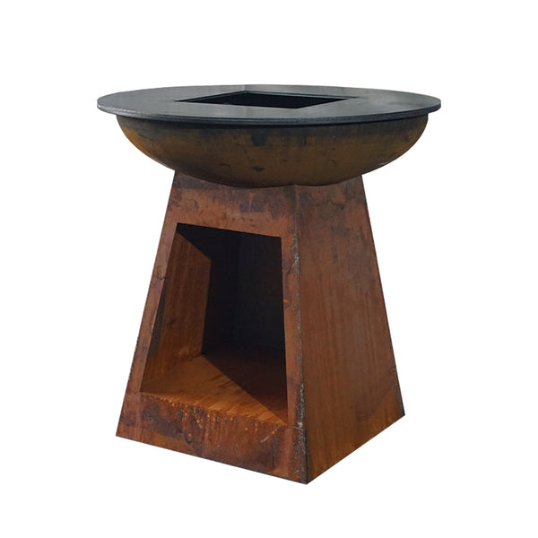 Mr.Grill Feuerschale mit Holzfach & Grillring Rusty