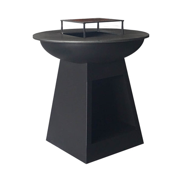Mr.Grill Feuerschale mit Holzfach & Grillring Black