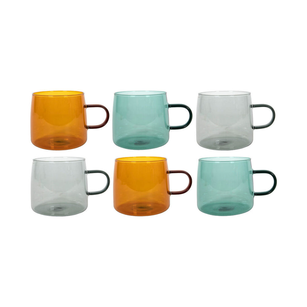 Tavola cups made of colored borosilicate glass with handles, 500ml, 6 pieces.