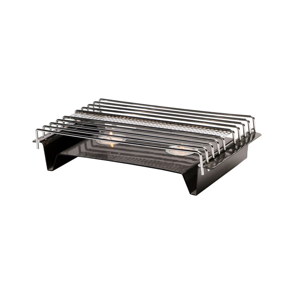Nouvel 2-burner plate warmer, chrome-plated/black, 33x18.5x7cm