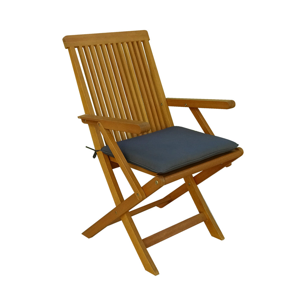 Sedia da giardino pieghevole CONTINI con cuscino, antracite (set da 2), eucalipto