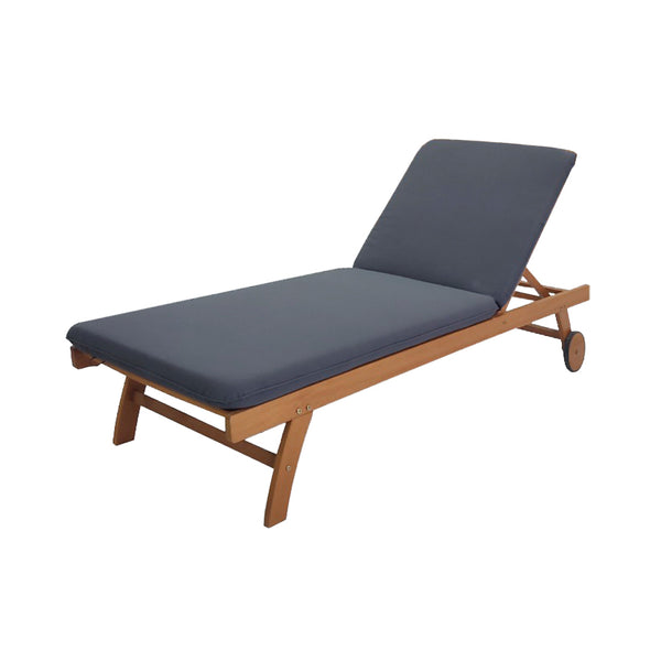 CONTINI Sonnenliege mit Kissen anthrazit Eucalyptus