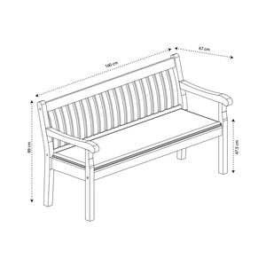 CONTINI 3er Sitzbank mit Kissen anthrazit Eucalyptus