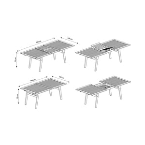 CONTINI Gartentisch erweiterbar 180/230x100x 74cm Eucalyptus