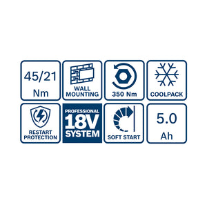 Bosch 3Tool Kit GSB 18V-45+ GDX 18V-200+ GWS 18V-7+ 2 x 5.0 Ah+ GAL 18V-40+ Tasche M (C)