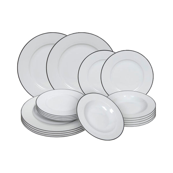 Servizio da tavola Tavola 18 pezzi bianco/nero