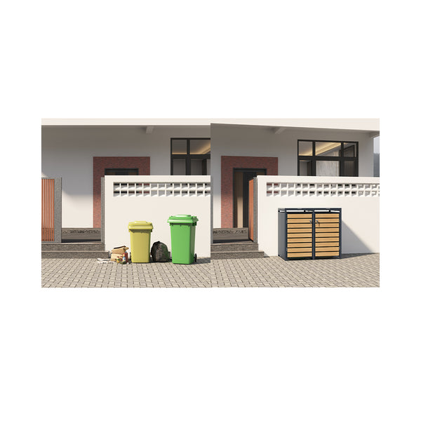 Meuble de rangement Holmberg pour 2 bacs de 60 L/120 L/240 L, 2 portes