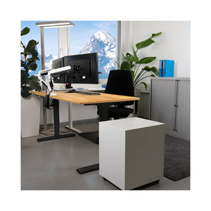 Scrivania da ufficio CONTINI regolabile in altezza 2,0x0,9m rovere / struttura ET225E nero RAL 9005