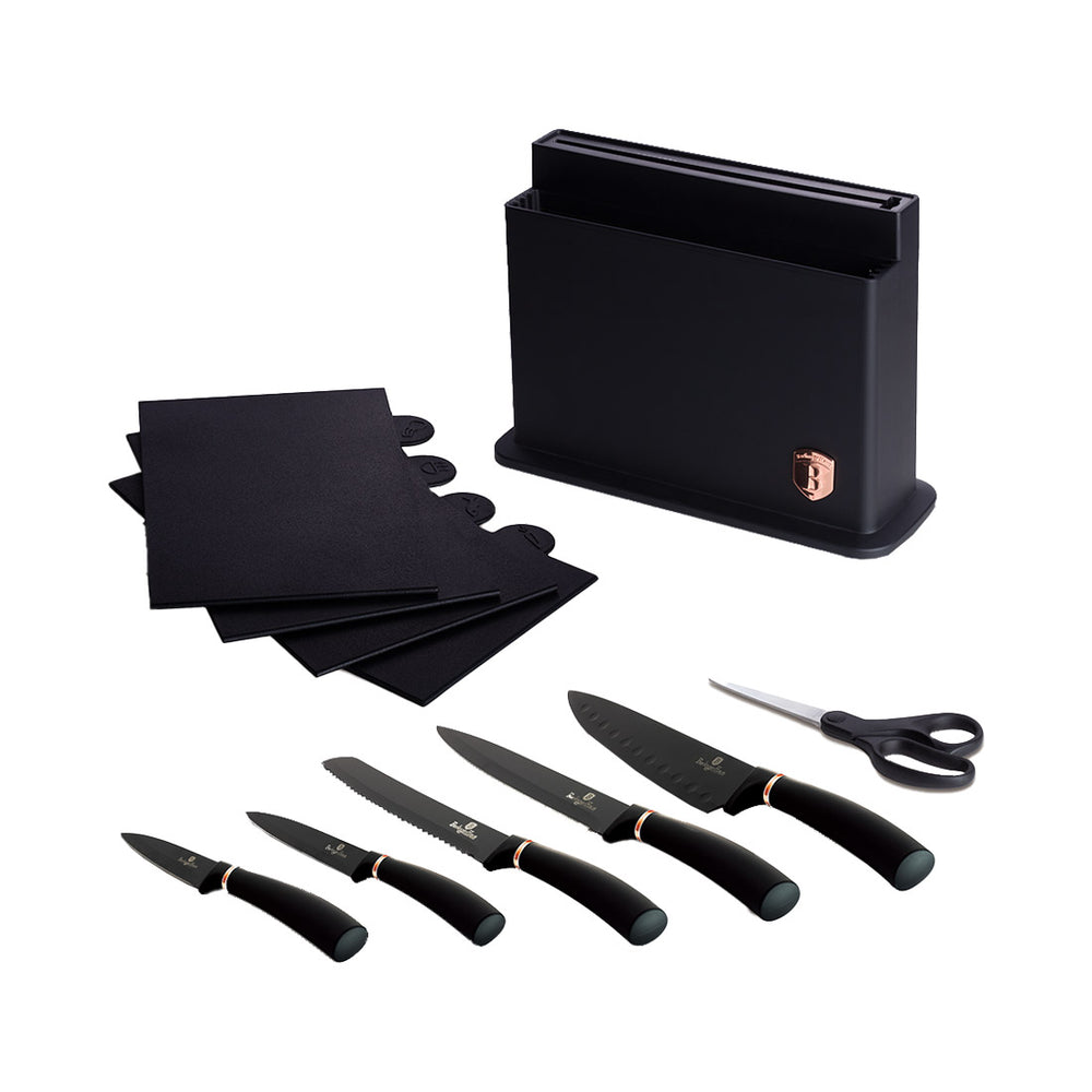 Set di coltelli Berlinger Haus con supporto e tagliere, collezione Black Rose