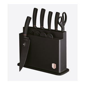Berlinger Haus Messerset mit Ständer und Schneidebrett Black Rose Collection