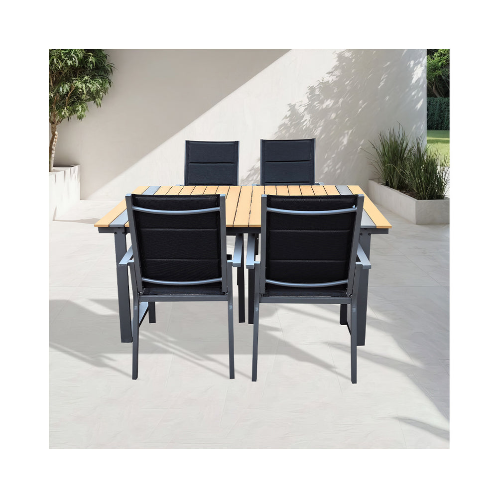 CONTINI garden table set 160x90cm with 4 chairs