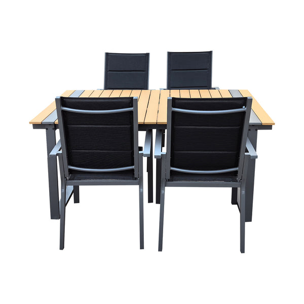 CONTINI Gartentischset 160x90cm mit 4 Stühlen
