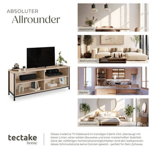 Sideboard Navan 147x41x60,5cm Industrial Holz hell, Eiche Sonoma