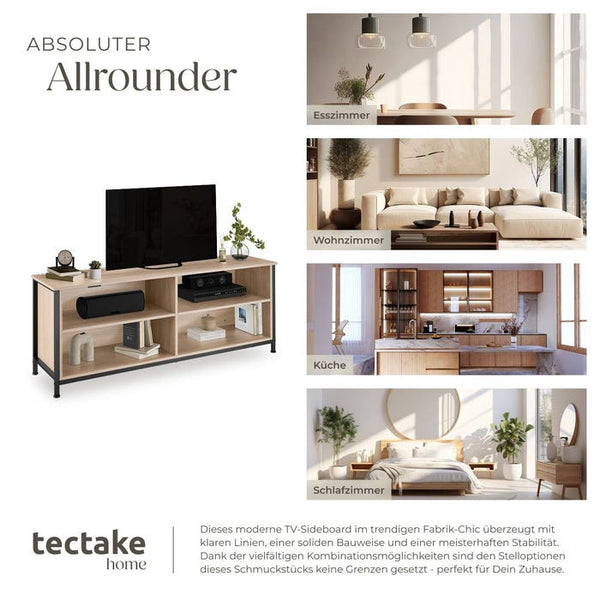 Sideboard Navan 147x41x60,5cm Industrial Holz hell, Eiche Sonoma