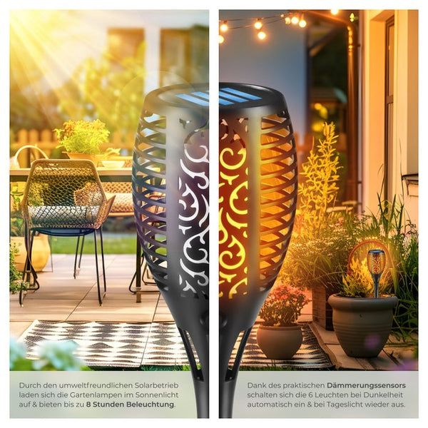 6er Set Solarleuchten Flare
