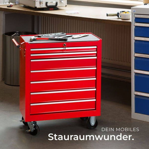 Werkzeugwagen mit 7 Schubladen, rot