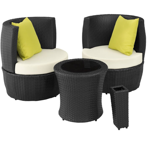 Aluminium Rattan Sitzgruppe Nizza schwarz
