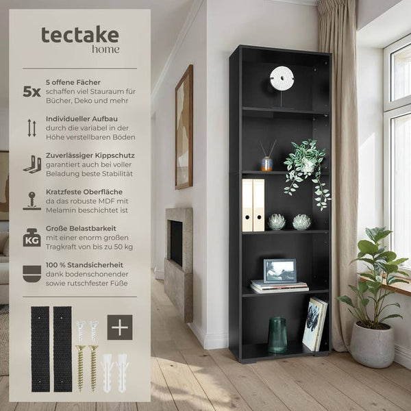 Bücherregal Lexi 5 Fächer - schwarz