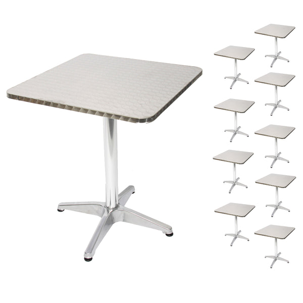 10er-Set Alu-Bistrotisch rechteckig Gartentisch Set 60cm
