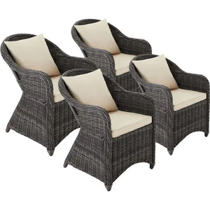 4er Set Aluminium Rattansessel