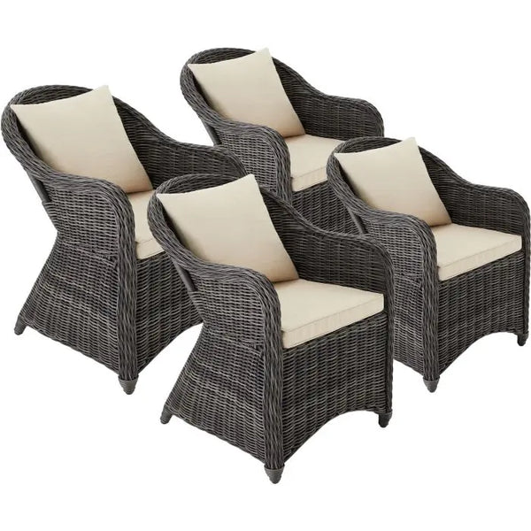 4er Set Aluminium Rattansessel