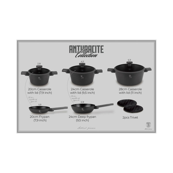 Berlinger Haus 10-teiliges Kochgeschirr-Set matt Anthracite Collection
