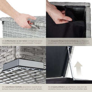 Auflagenbox mit Aluminiumgestell Oslo, 145x82,5x79,5cm - hellgrau