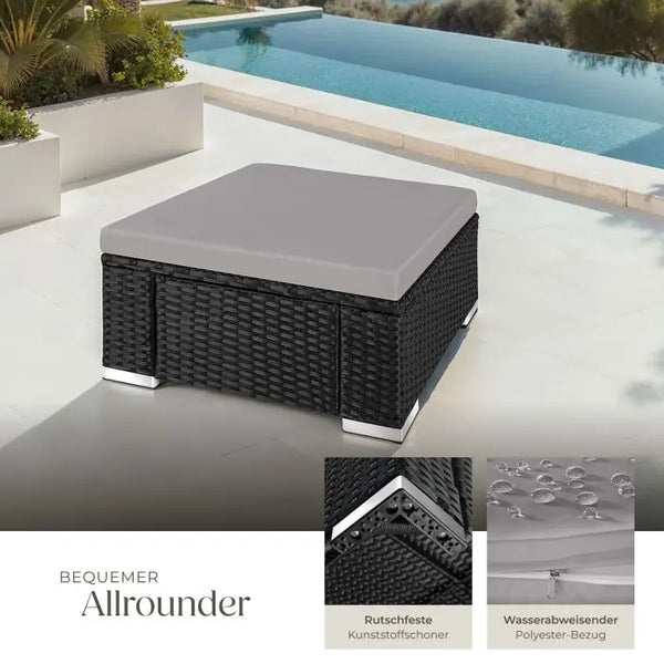 Rattan Sitzhocker Bitonto schwarz/grau