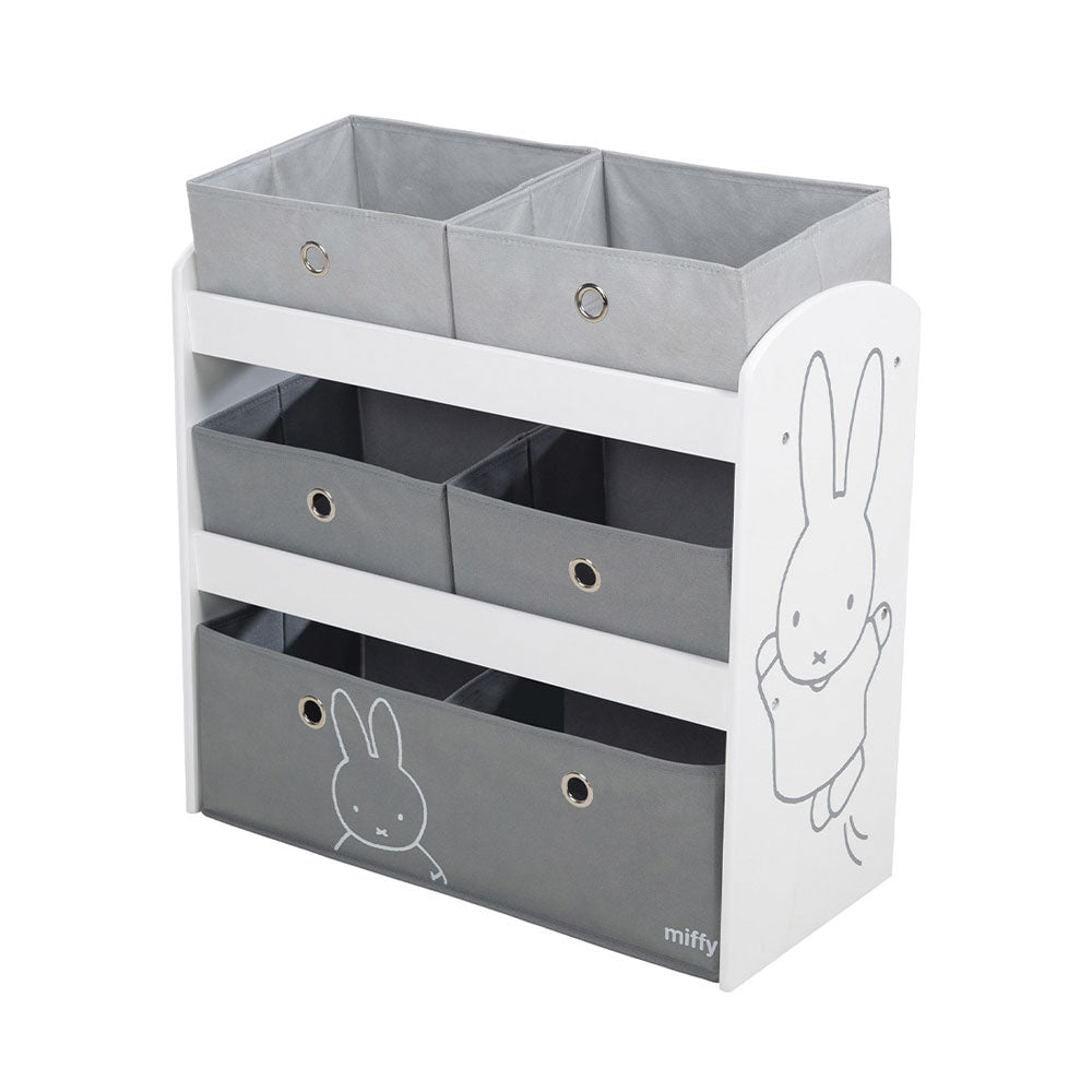 Scaffale portaoggetti e gioco Miffy roba con 5 scatole in tessuto