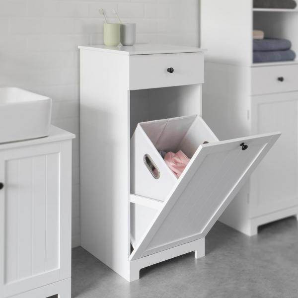 Wäscheschrank mit Wäschesack | Wäschesammler | Wäschekorb Weiss