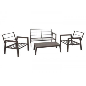 Garnitur Gartenlounge Gartengarnitur Lounge-Set Sitzgruppe Sofa, Metall ~ Polster grau
