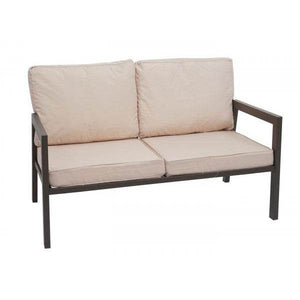 Garnitur Gartenlounge Gartengarnitur Lounge-Set Sitzgruppe Sofa, Metall ~ Polster creme-weiss