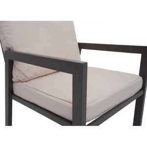 Garnitur Gartenlounge Gartengarnitur Lounge-Set Sitzgruppe Sofa, Metall ~ Polster creme-weiss