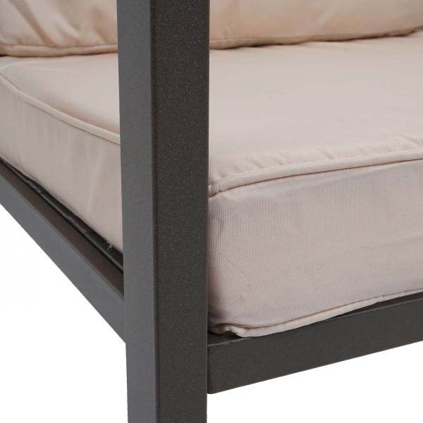 Garnitur Gartenlounge Gartengarnitur Lounge-Set Sitzgruppe Sofa, Metall ~ Polster creme-weiss