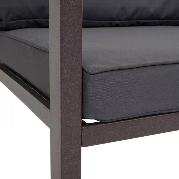 Garnitur Gartenlounge Gartengarnitur Lounge-Set Sitzgruppe Sofa, Metall ~ Polster grau