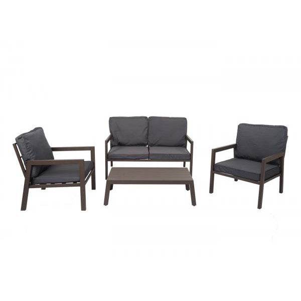 Garnitur Gartenlounge Gartengarnitur Lounge-Set Sitzgruppe Sofa, Metall ~ Polster grau