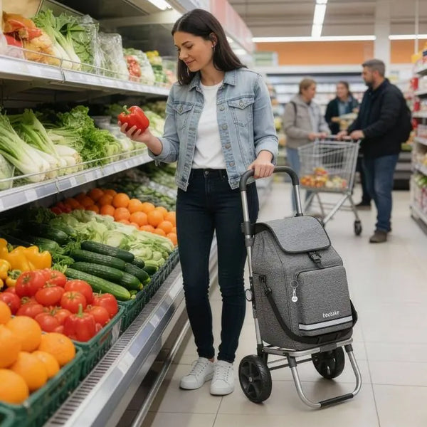 Einkaufstrolley Shopper 3in1 klappbar mit Kühltasche grau