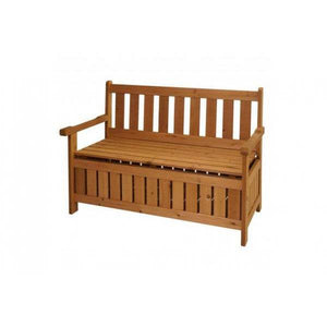 Gartenbank HWC-L68 mit Stauraum, Truhenbank Sitzbank Staufach Aufbewahrung, Outdoor Tanne Holz MVG 114cm, braun