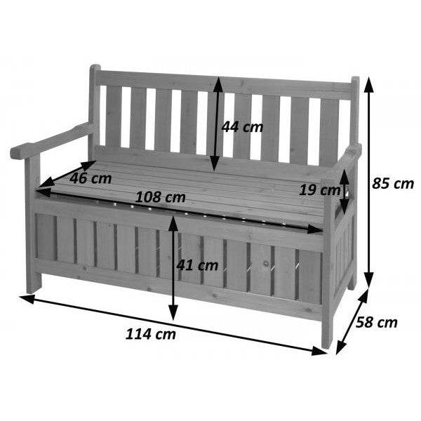 Gartenbank HWC-L68 mit Stauraum, Truhenbank Sitzbank Staufach Aufbewahrung, Outdoor Tanne Holz MVG 114cm, braun