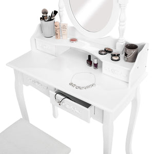 Dressing table with mirror and stool in antique look