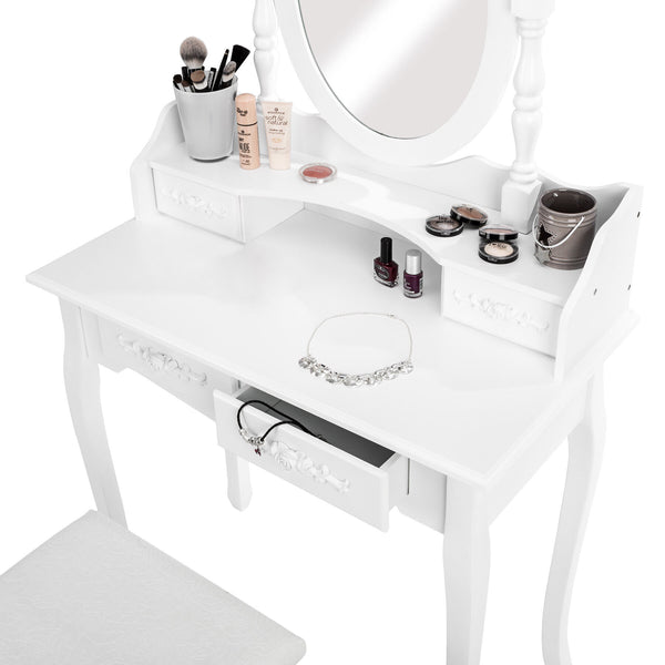Dressing table with mirror and stool in antique look