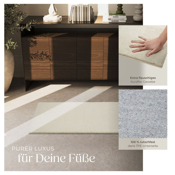 Tapis à poils courts Soft Zone beige 60 x 110 cm 