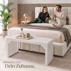 Sitzbank Ribb Lamellenoptik weiss 104 x 35 x 43 cm