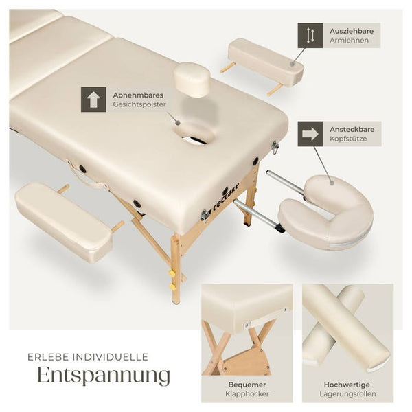 3 Zonen Massageliege-Set beige